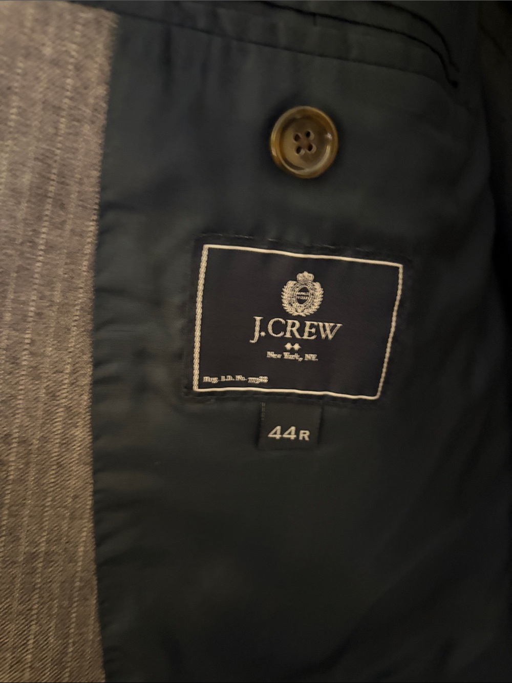 2 piece suit 44R J. Crew Factory Gray Pinstripe Men's Blazer with 36x32 pants! - Picture 2 of 7